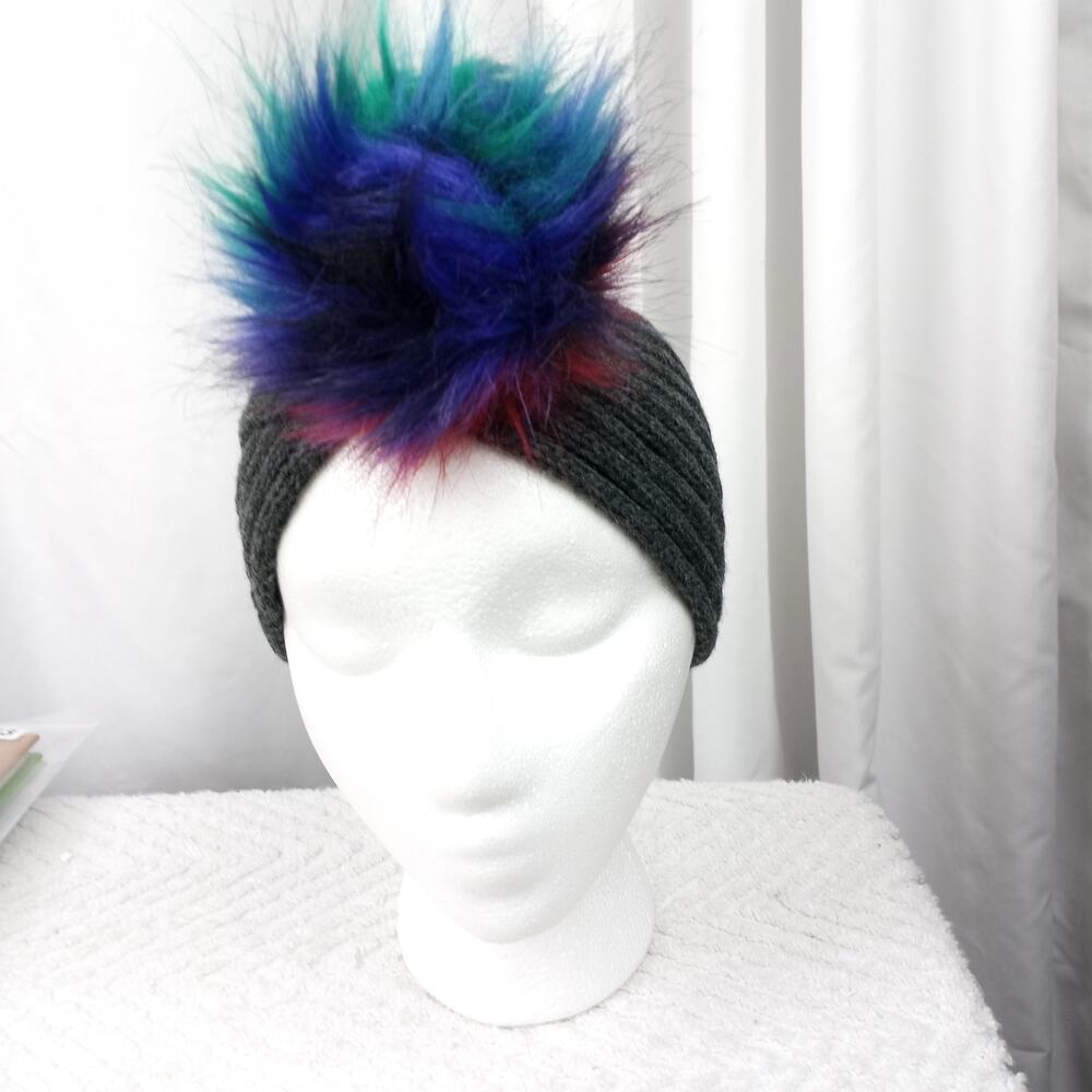NWT Knit 'Twisted ' Headband With Jewel Tone Pom Pom OS Skitrip Vacation